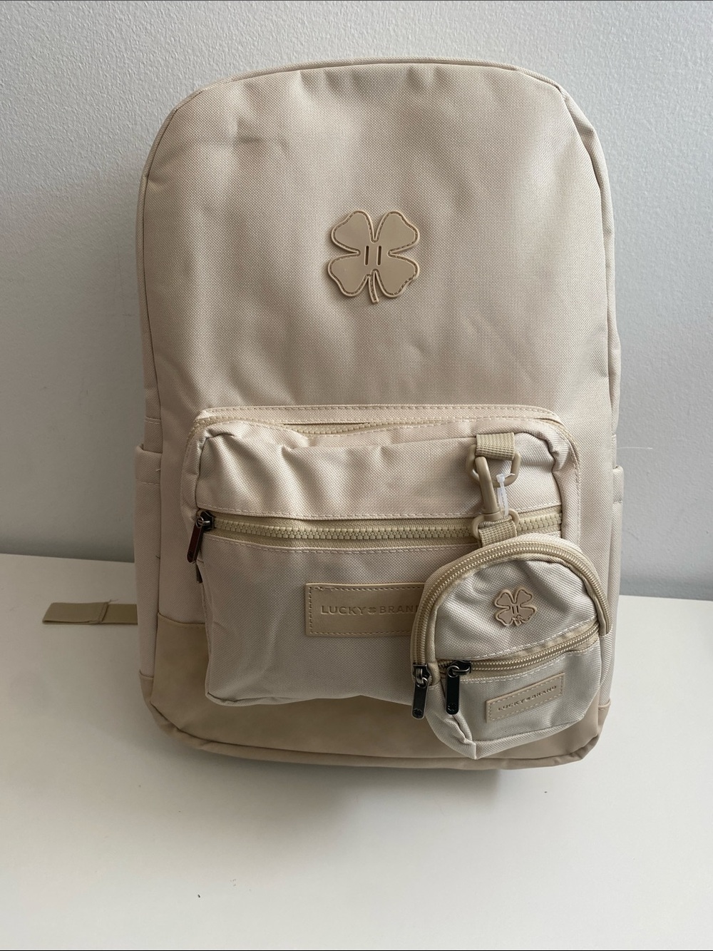Lucky Brand Beige/Cream Backpack with Detachable Mini Pouch